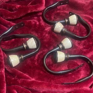 Source Unknown Black and Cream Curtain Holdbacks..